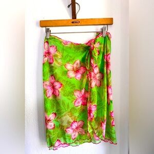 Hawaiian sheer sarong, pareo, cover-up wrap skirt for swimwear